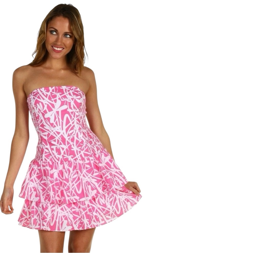 NWT Lilly Pulitzer Elinor Dress in Hotty Pink Light My Fire Sz L - Picture 4 of 14